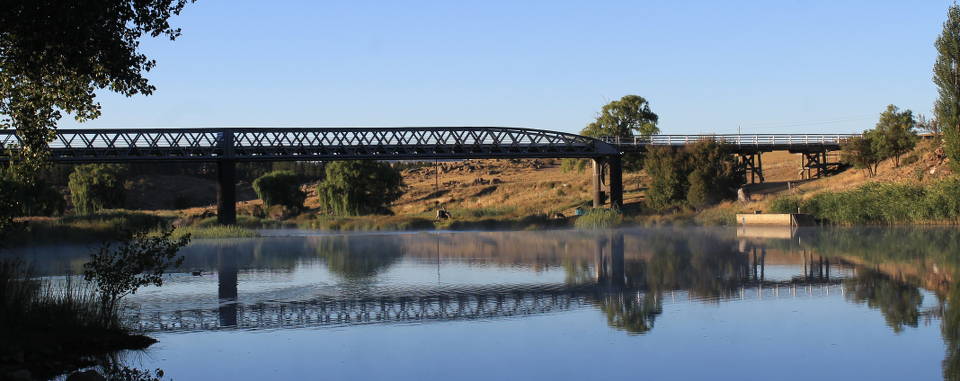 snowy river and bridge at dalgety